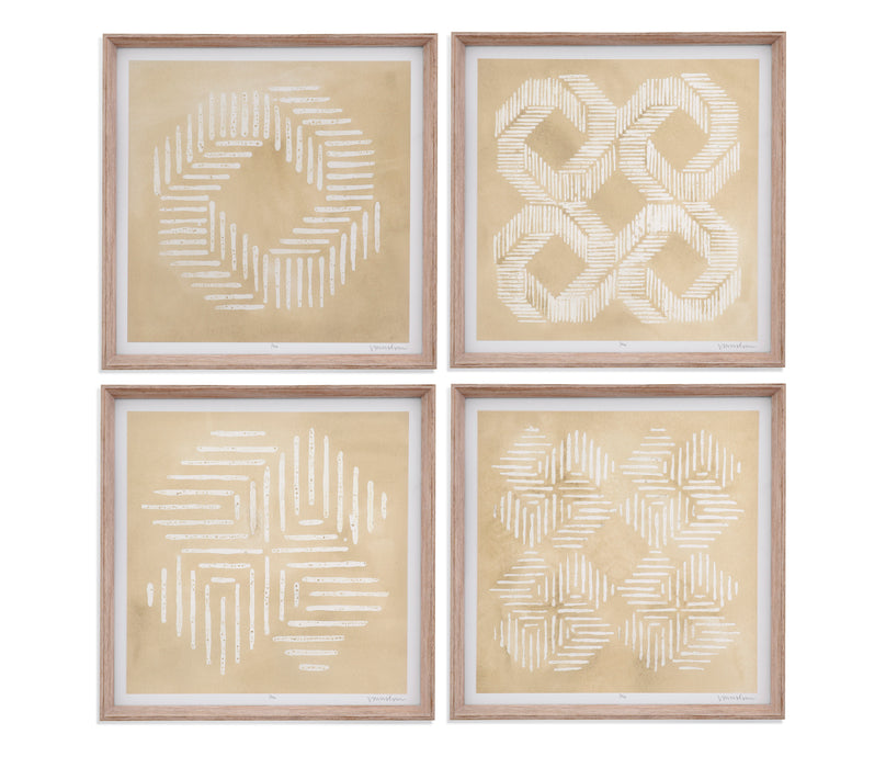 Sand Stitch - Framed Print (Set of 4) - Beige