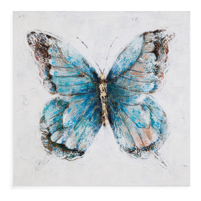 Metallic Butterflies - Canvas Art (Set of 4) - Blue
