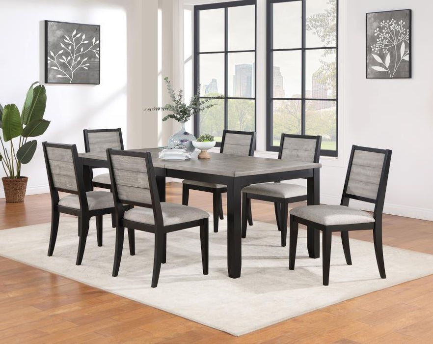 Elodie - Rectangular Dining Table With Extension Leaf - Gray And Black
