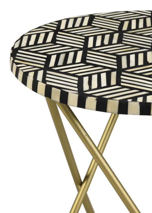 Xenia - Round Accent Table With Hairpin Legs - Black And White