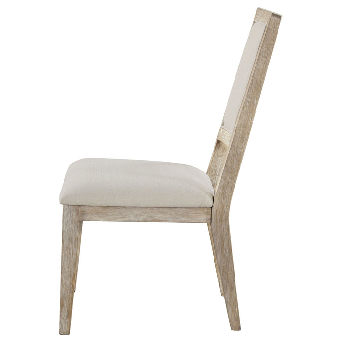 Trofello - Upholstered Dining Side Chair (Set Of 2) - White Washed And Beige