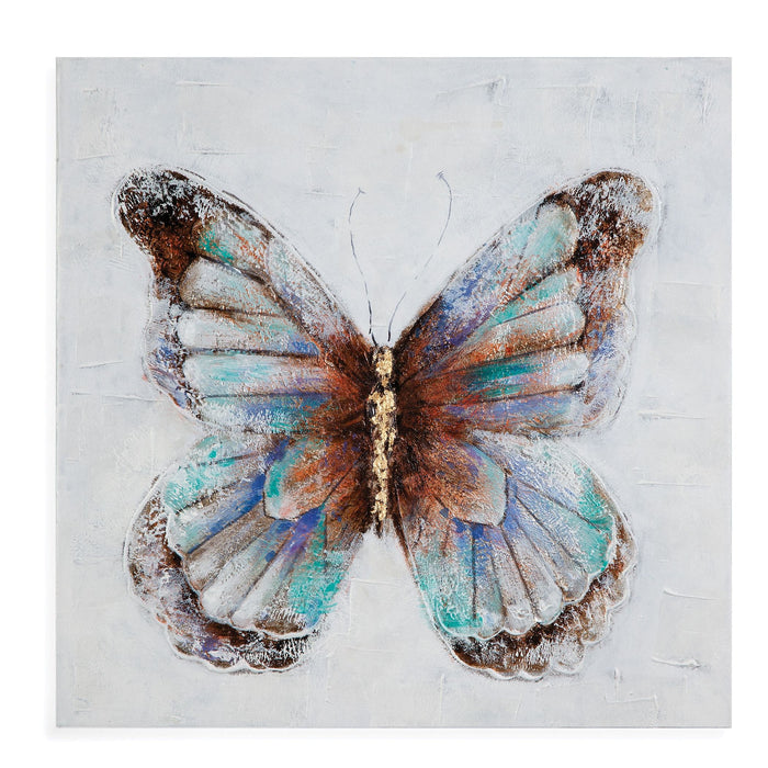 Metallic Butterflies - Canvas Art (Set of 4) - Blue