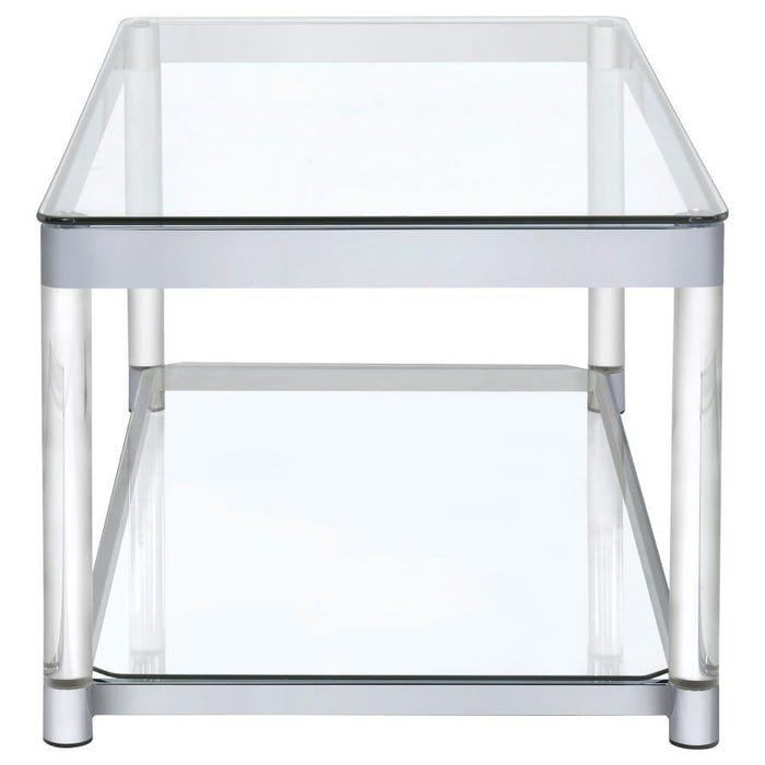 Anne - Coffee Table With Lower Shelf - Chrome And Clear