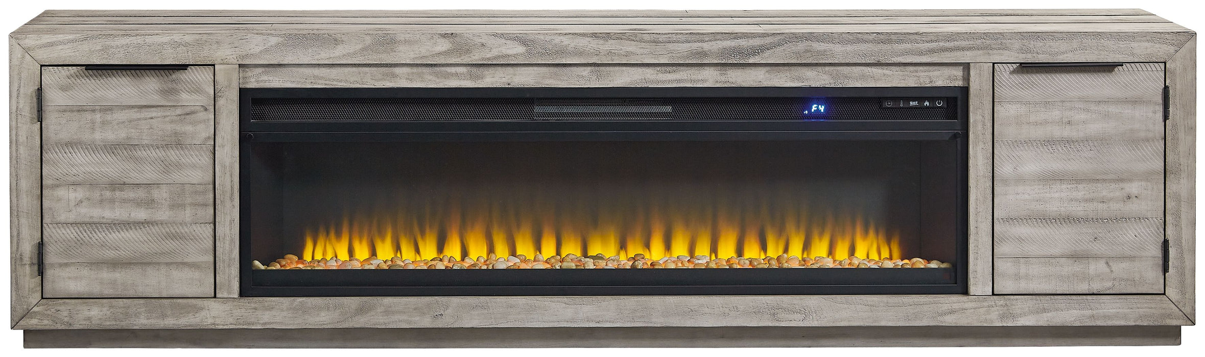Naydell - Gray - 92" TV Stand With Wide Fireplace Insert