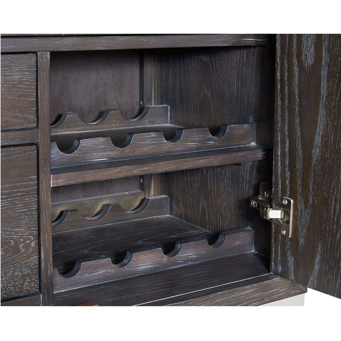 Andra - Bar Cabinet - Hand Brushed Gray Oak & Chrome