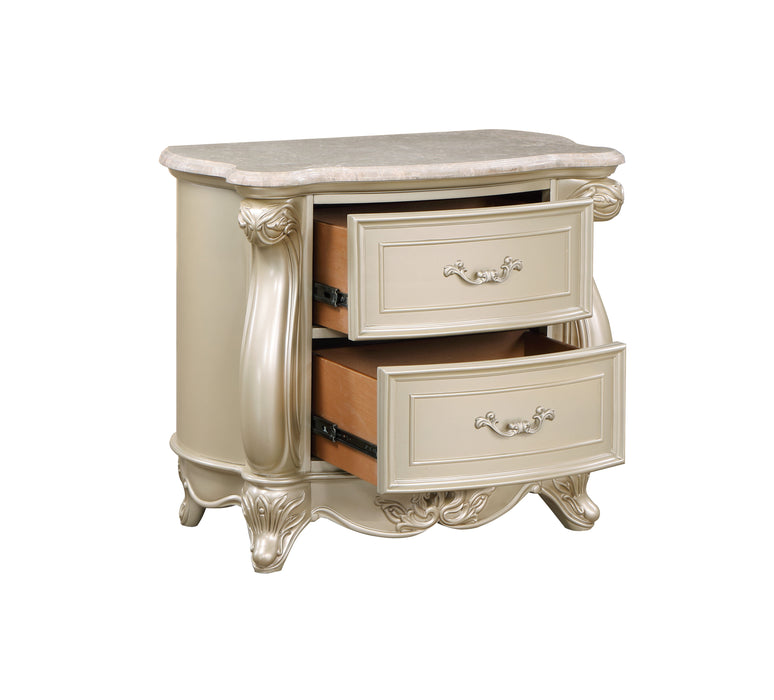 Monique - Nightstand With Marble Top - Champagne