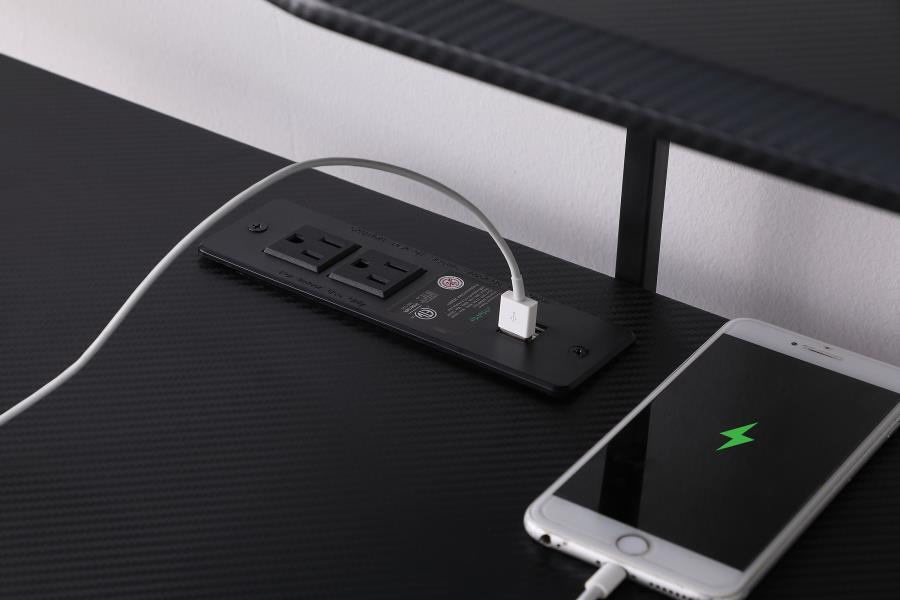 Alfie - Gaming Desk With USB Ports - Gunmetal