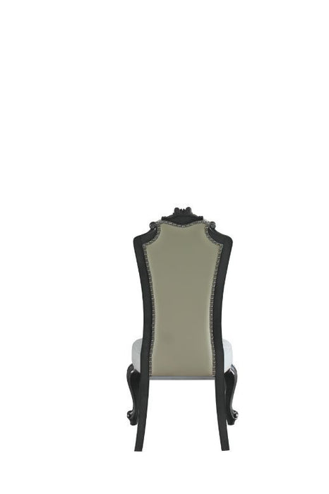House - Delphine - Side Chair (Set of 2) - Two Tone Ivory Fabric, Beige PU & Charcoal Finish