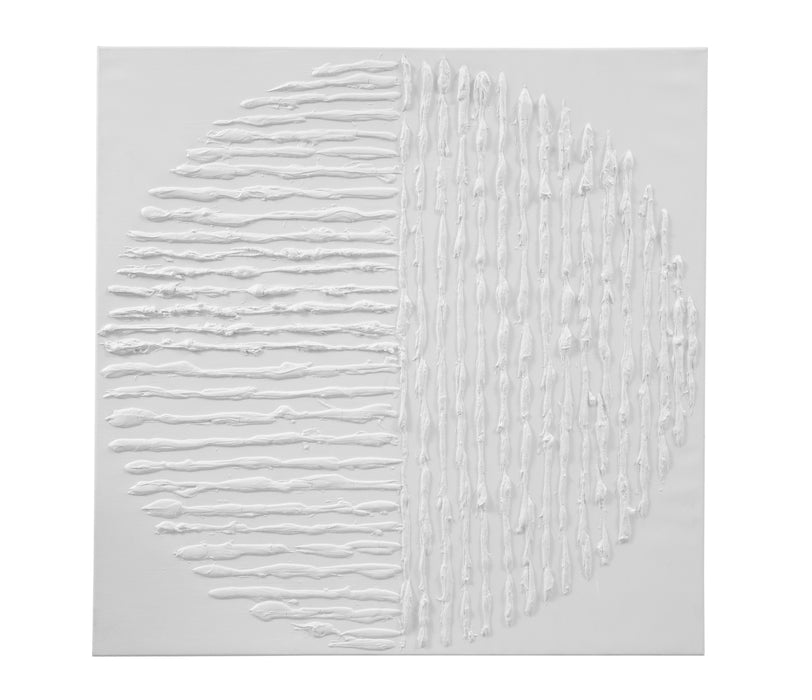 Textured - Circle Canvas Art - White