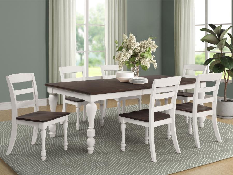 Madelyn - Dining Table With Extension Leaf - Dark Cocoa And Coastal White