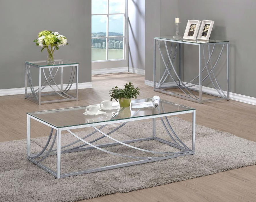 Lille - Glass Top Rectangular Coffee Table Accents - Chrome