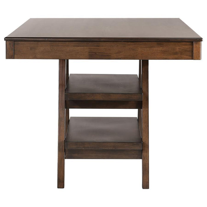 Dewey - 2-Drawer Counter Height Table With Open Shelves - Walnut