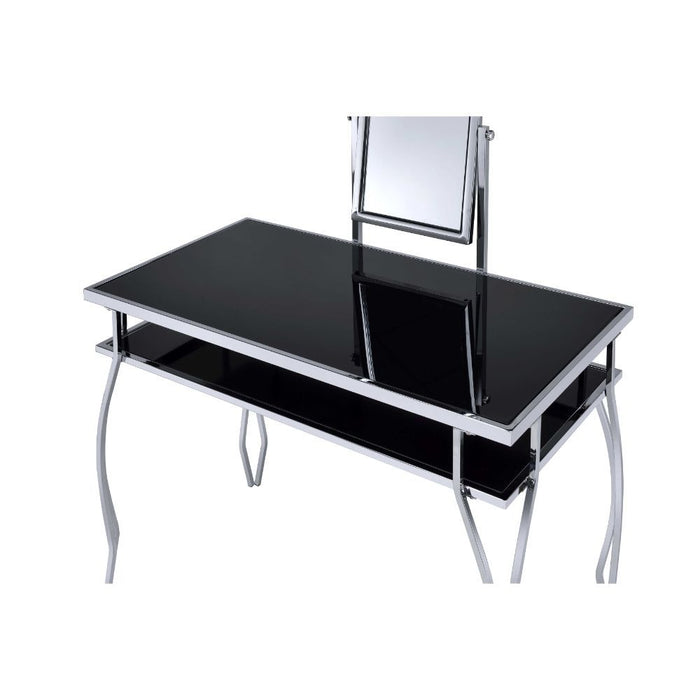 Carene - Vanity Desk - Black PU & Chrome