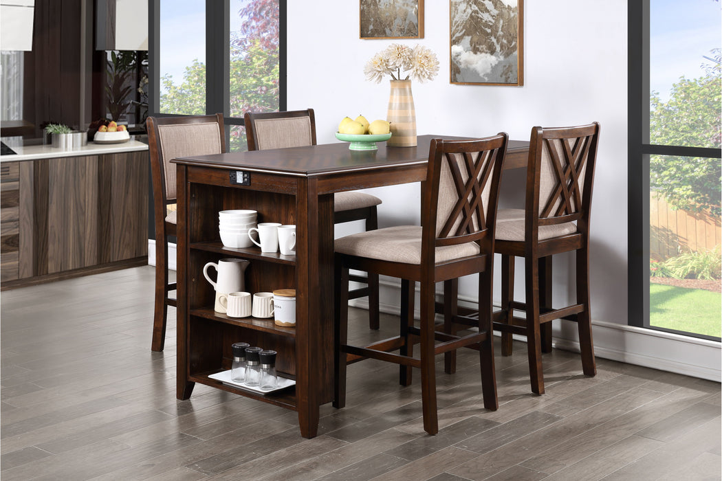 Amy - 60" Counter Table & Chairs With Storage