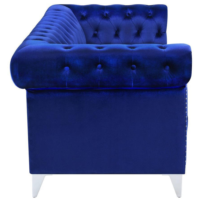 Bleker - Tufted Tuxedo Arm Sofa - Blue