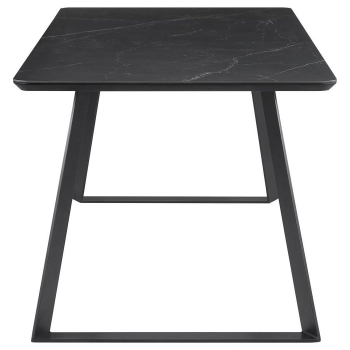 Smith - Rectangle Ceramic Top Dining Table - Black And Gunmetal