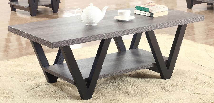 Stevens - V-Shaped Coffee Table - Black And Antique Gray