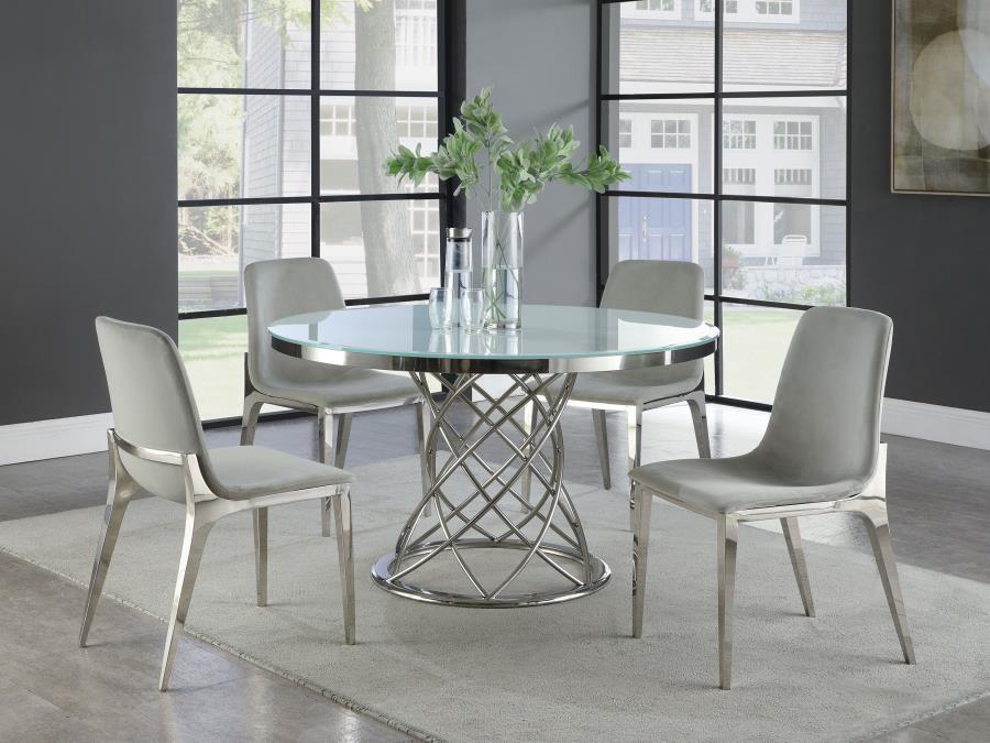 Irene - Upholstered Side Chairs (Set of 4) - Light Gray And Chrome