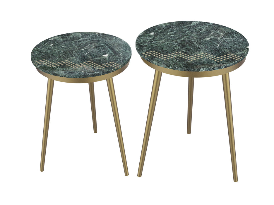 Jade - Nesting Tables (Set of 2) - Avery Green / Gold