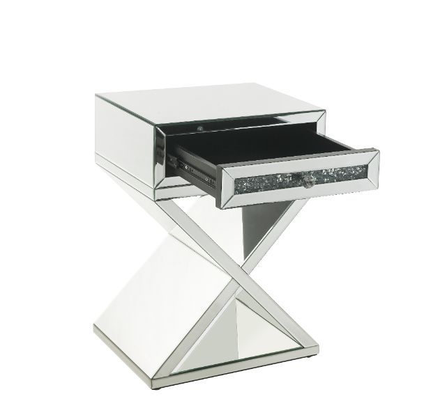 Noralie - Accent Table X-Shaped Base - Pearl Silver - Wood
