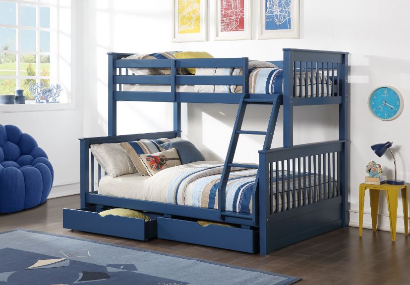 Harley II - Twin Over Full Bunk Bed - Navy Blue Finish