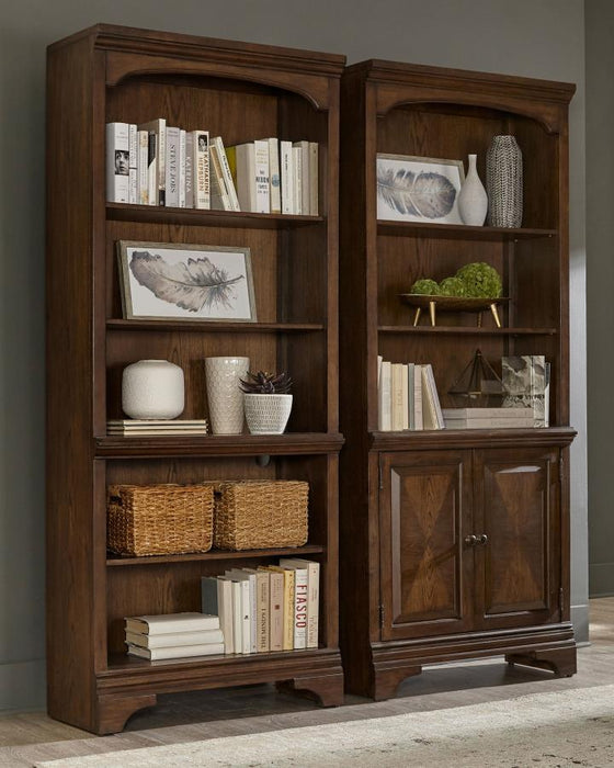 Hartshill - Bookcase With Cabinet - Burnished Oak