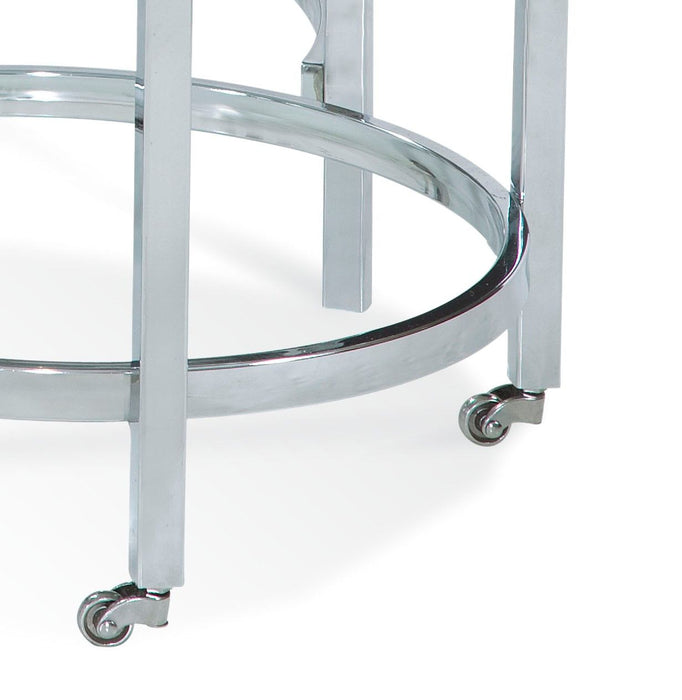 Patinoire - Round Cocktail / Nesting Table On Casters - Silver