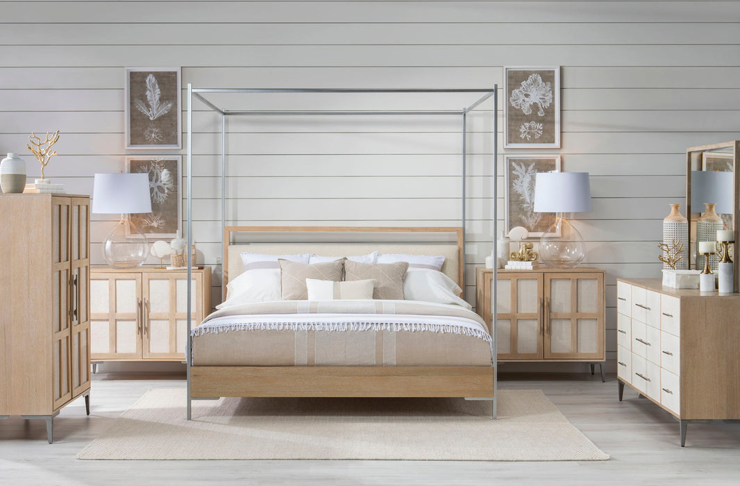 Biscayne - King Upholstered Bed With Canopy - Beige
