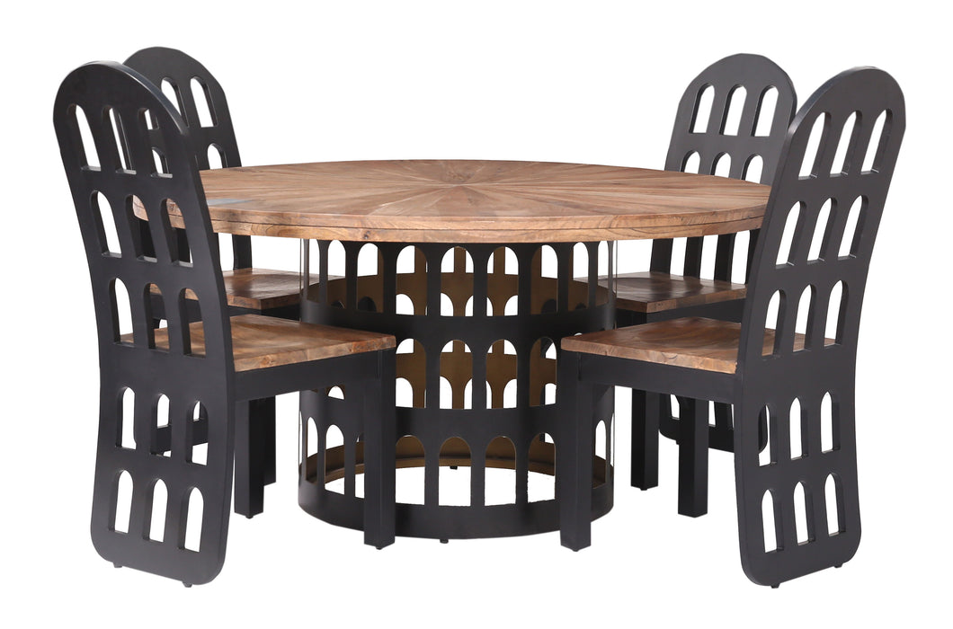 Colins - Round Dining Table (2 Carton) - Gateway Natural / Black