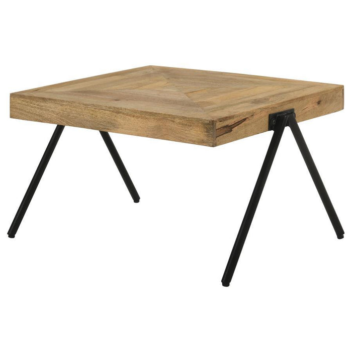 Avery - Rectangular Coffee Table With Metal Legs - Natural And Black