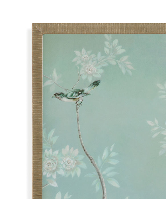 Birds & Flowers I - Framed Print - Light Blue