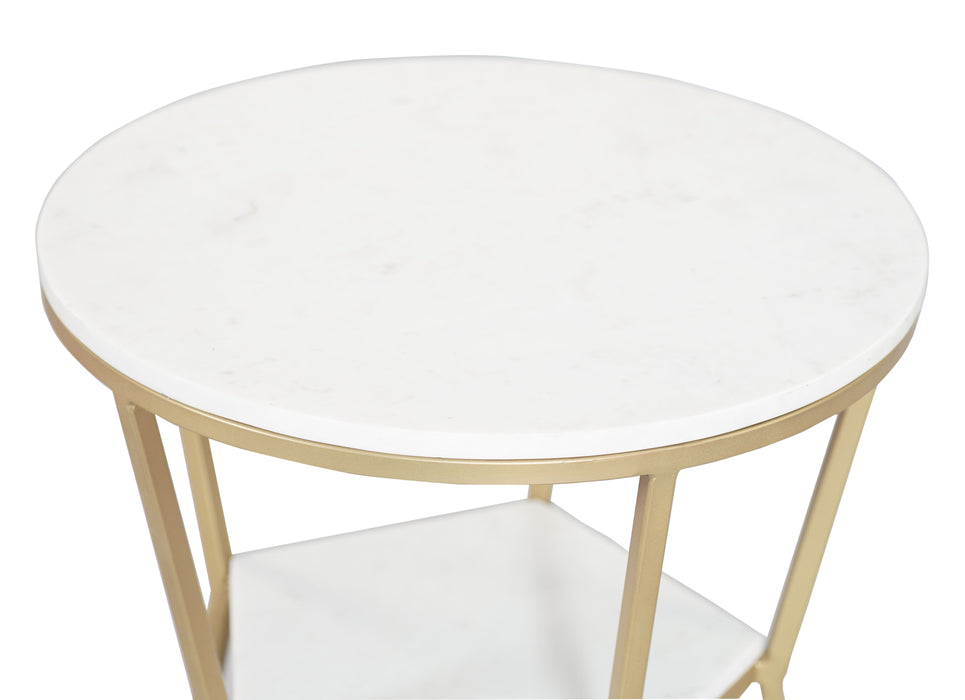Mina - Accent Table - Marigold White / Gold