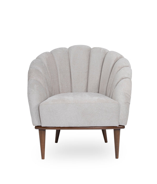 Balboa - Chenille Accent Chair - Beach Gray/Warm Walnut