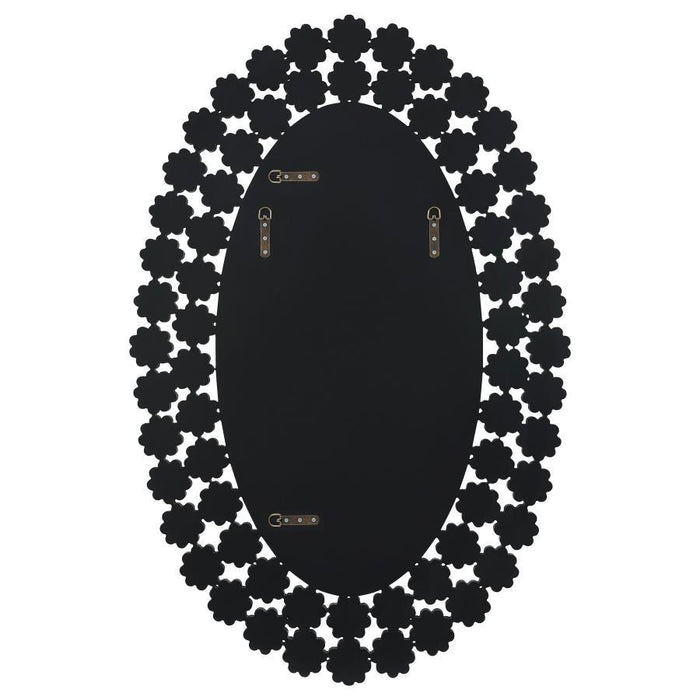 Colleen - Oval Wall Mirror With Faux Crystal Blossoms - Silver