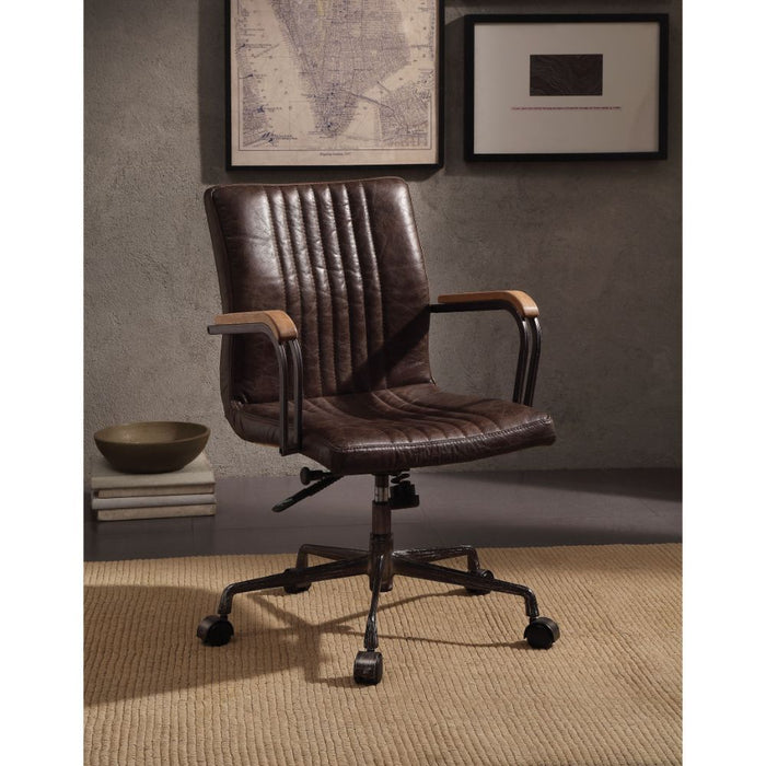 Joslin - Executive Office Chair - Distress Chocolate Top Grain Leather