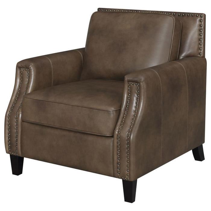 Leaton - Upholstered Recessed Arm Chair - Brown Sugar