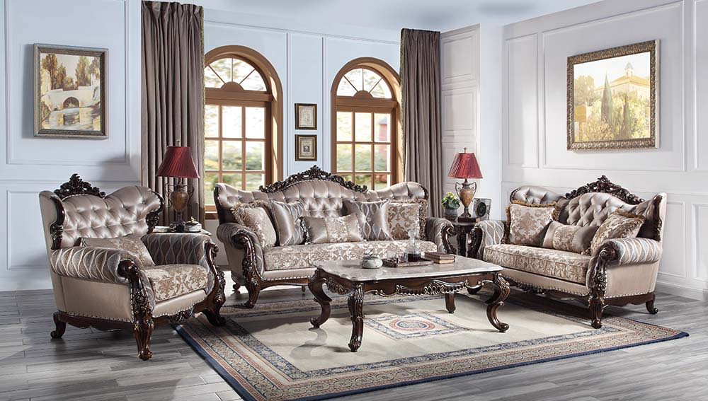 Benbek - Sofa - Fabric & Antique Oak Finish