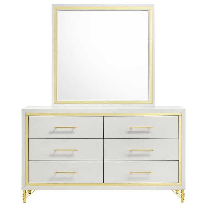 Lucia - 6-drawer Bedroom Dresser With Mirror - White