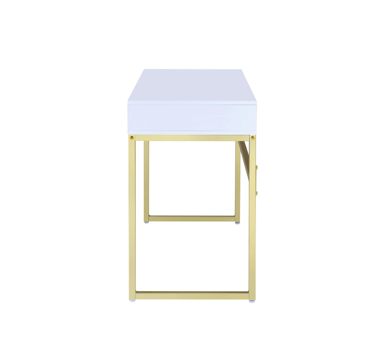 Coleen - Vanity Desk - White & Brass Finish