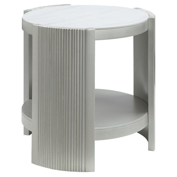 Kasa End Table - Sintered Stone Top & Champagne Finish