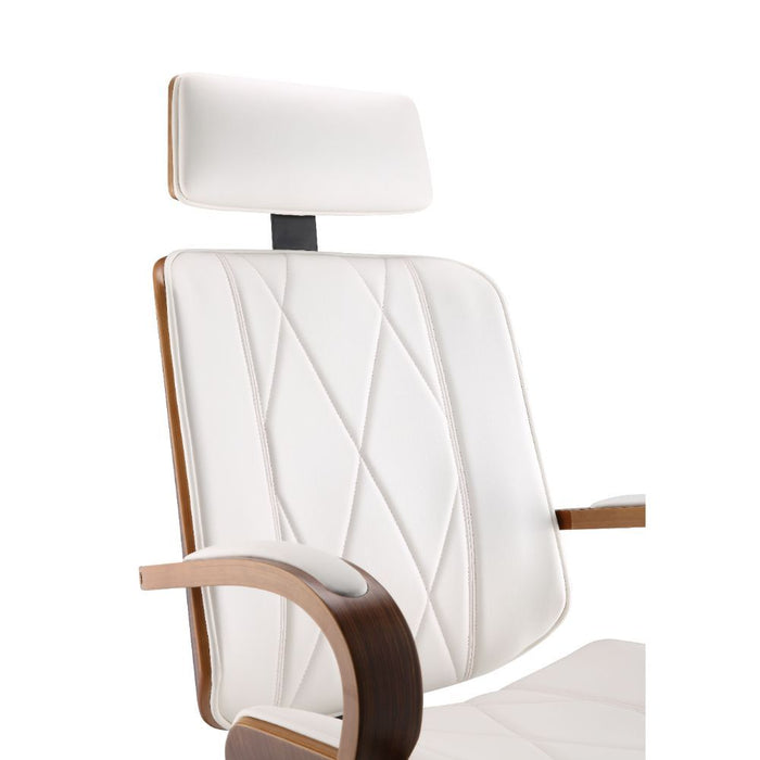 Yoselin - Office Chair - White PU & Walnut