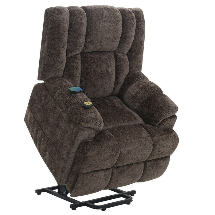 Pacay - Power Recliner With Lift & Heating & Massage - Brown