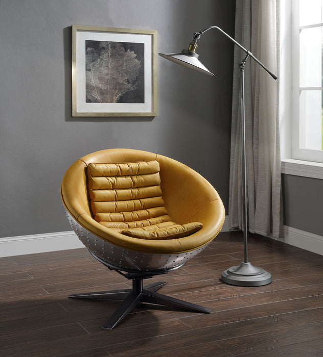 Brancaster - Accent Chair - Turmeric Top Grain Leather & Aluminum