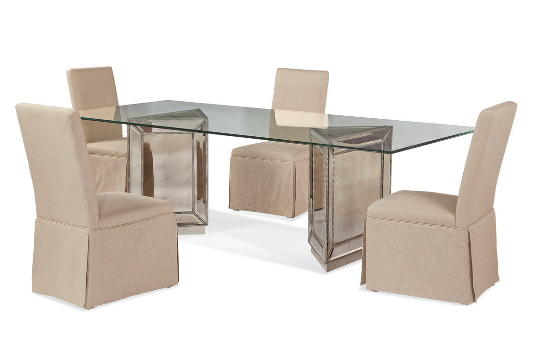 Murano - Double Pedestal Table - Pearl Silver