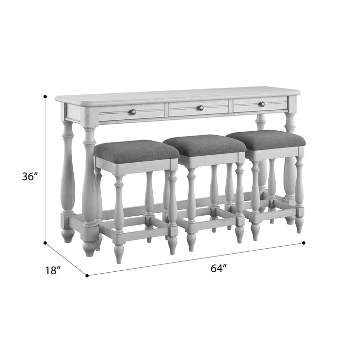New Haven - Sofa Table With 3 Stools - Oyster Shell