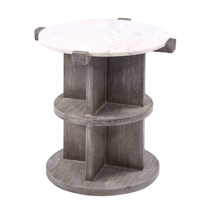 Lakeport - Chairside Table - White / Gray