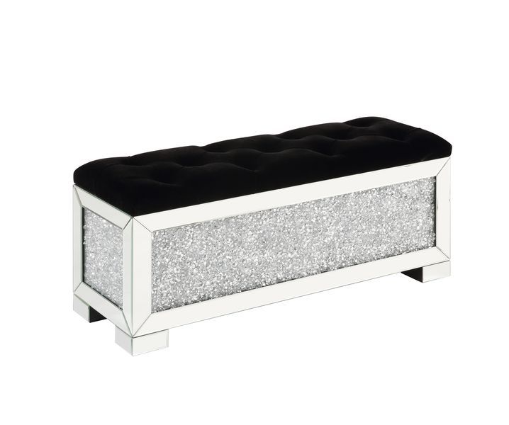 Noralie - Bench - Mirrored & Faux Diamonds - 17"