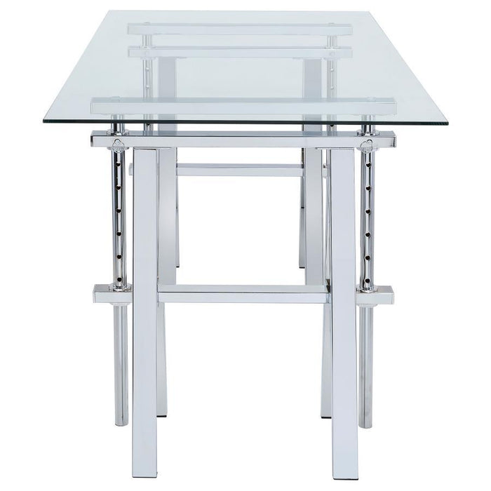 Statham - Glass Top Adjustable Writing Desk - Clear And Chrome