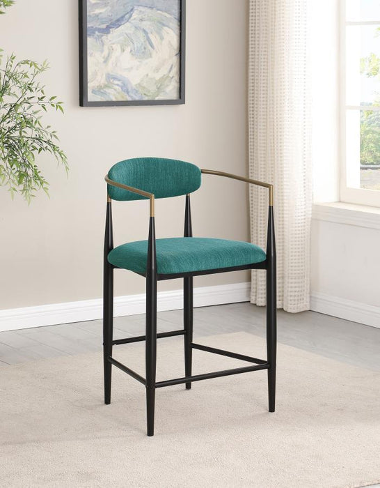 Tina - Metal Counter Height Bar Stool With Upholstered Back And Seat (Set of 2)