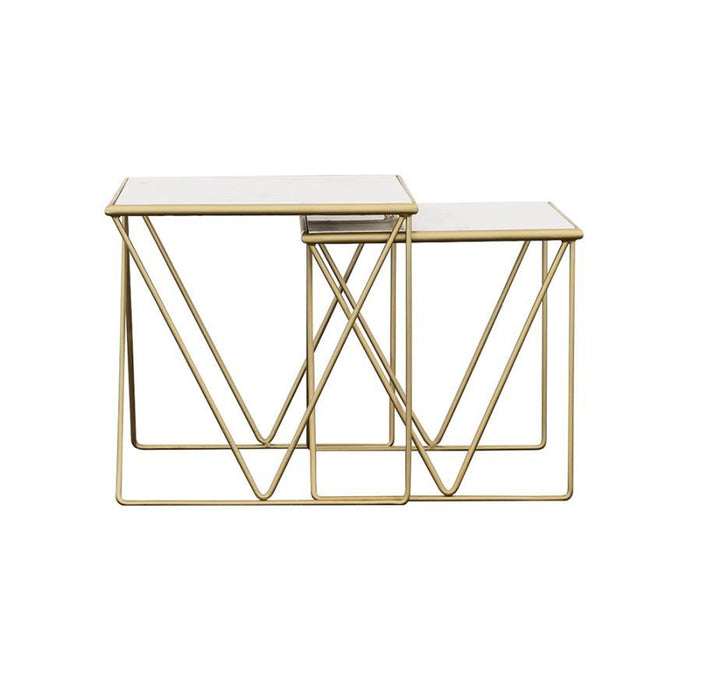 Bette - 2 Piece Nesting Table Set - White And Gold
